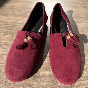 Toms Burgundy Suede Tassel Loafers